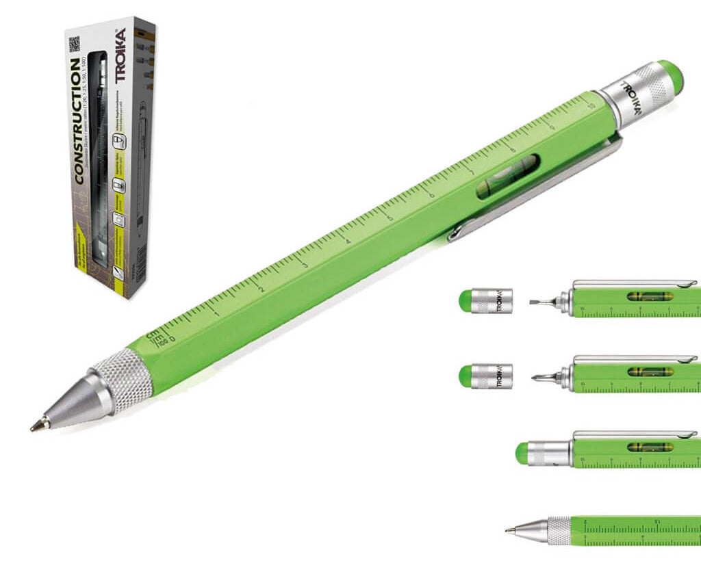 TROIKA MULTITASKING BALLPOINT PEN "CONSTRUCTION" - NEON GREEN