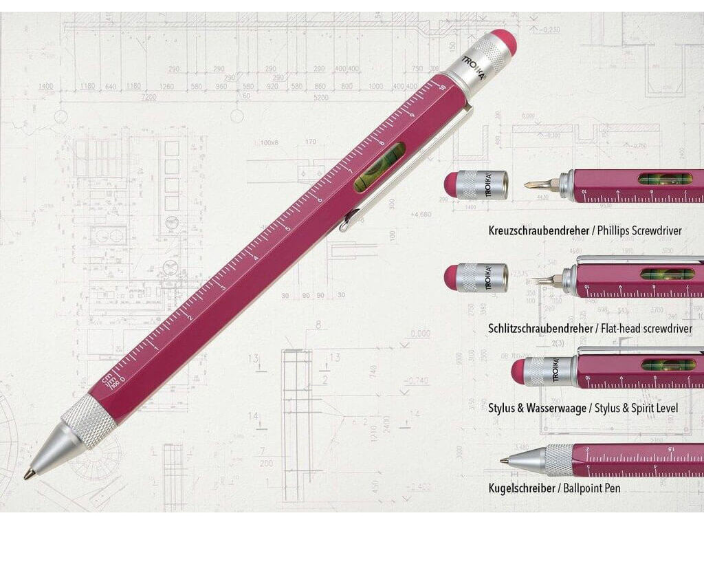 TROIKA Multitasking Ballpoint Pen "CONSTRUCTION" - Orchid Flower