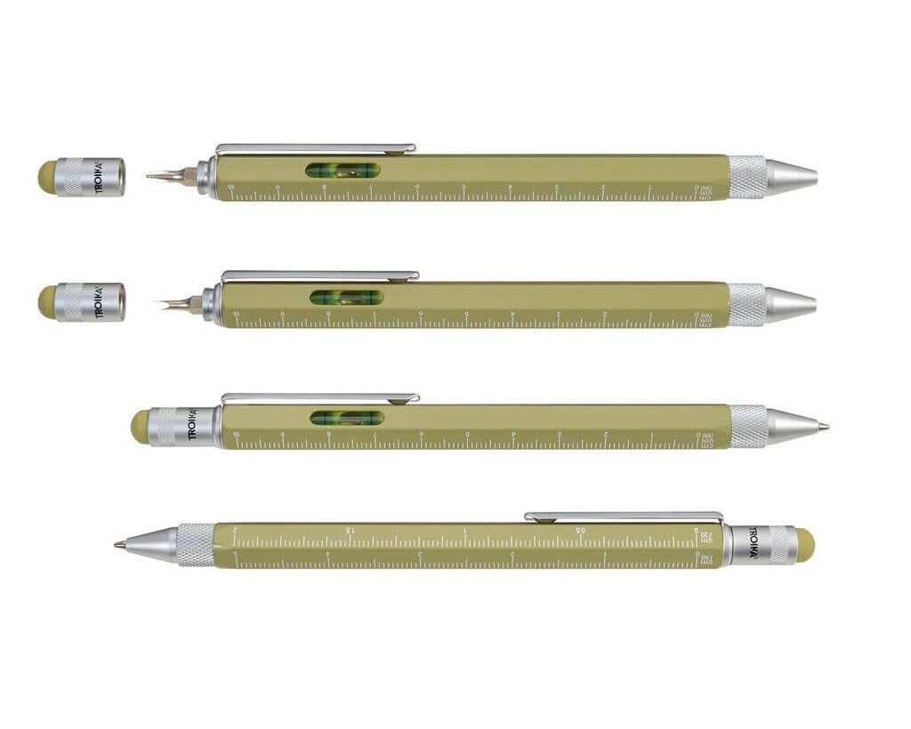 TROIKA Multitasking Ballpoint Pen "CONSTRUCTION" - Olive Oil