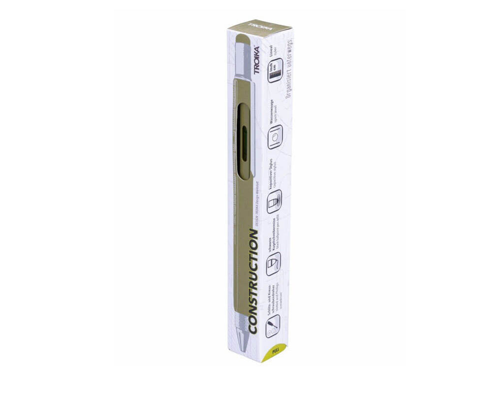 TROIKA Multitasking Ballpoint Pen "CONSTRUCTION" - Olive Oil - packaging
