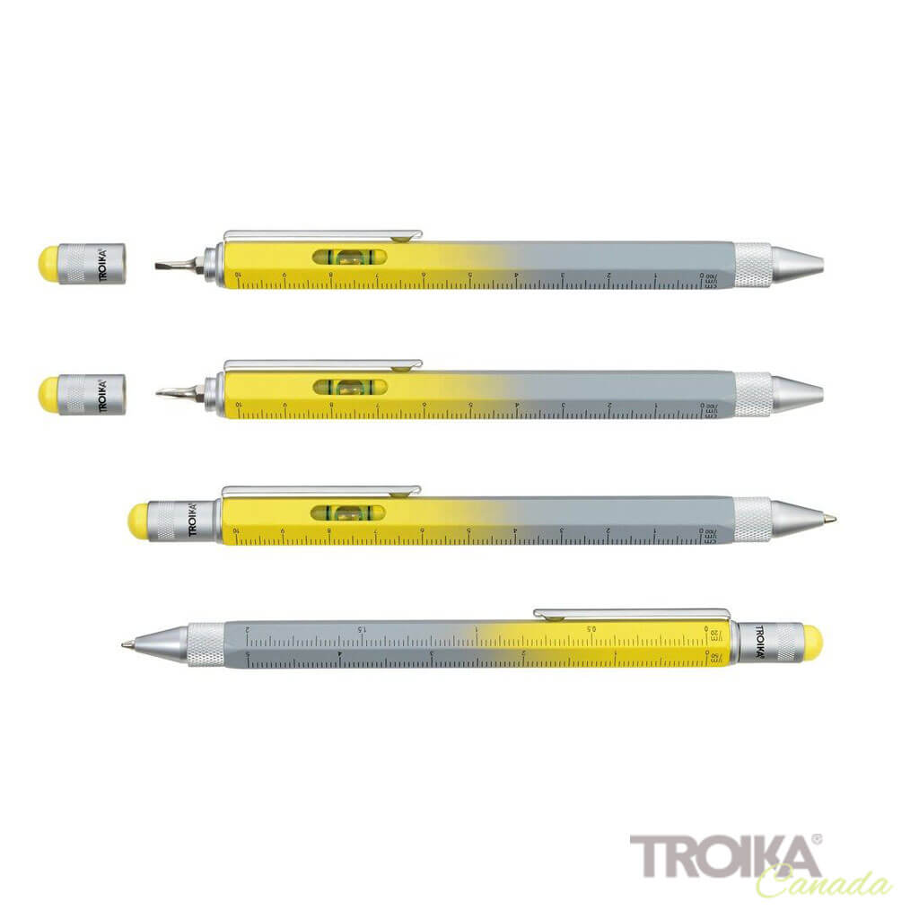 TROIKA MULTITASKING BALLPOINT PEN "CONSTRUCTION" - YELLOW/GREY