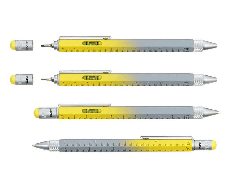 TROIKA MULTITASKING BALLPOINT PEN "CONSTRUCTION" - YELLOW/GREY