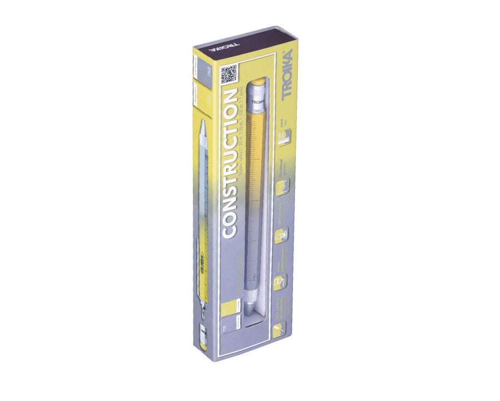 TROIKA MULTITASKING BALLPOINT PEN "CONSTRUCTION" - YELLOW/GREY
