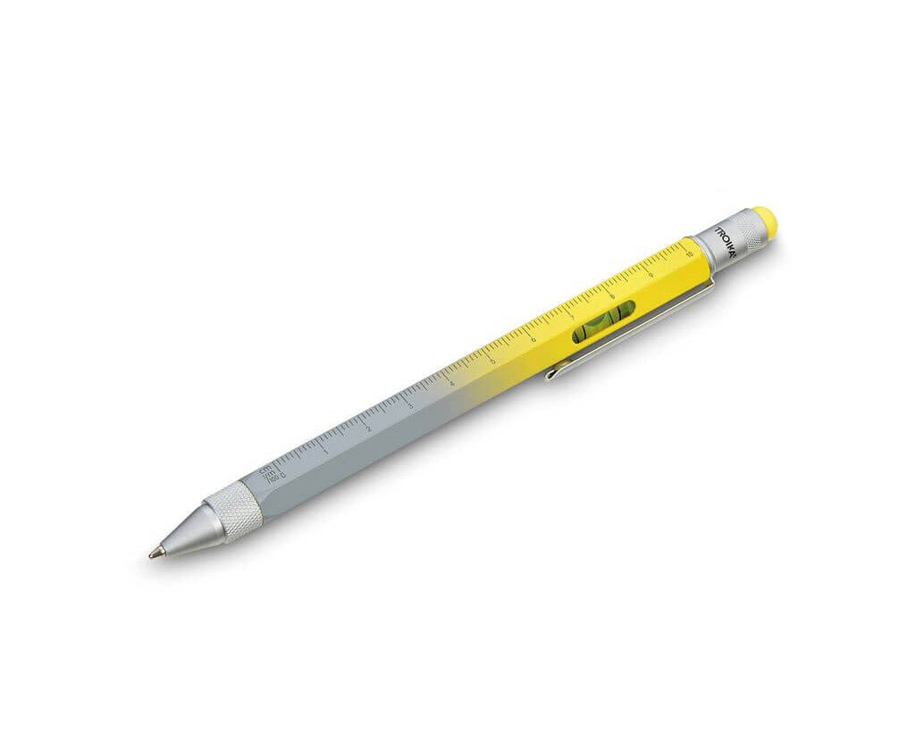 TROIKA MULTITASKING BALLPOINT PEN "CONSTRUCTION" - YELLOW/GREY