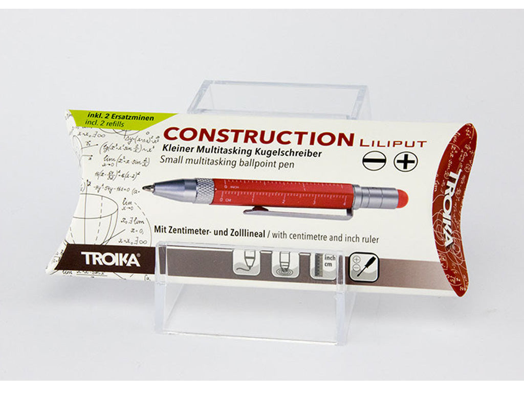 TROIKA Multitasking ballpoint pen "CONSTRUCTION LILIPUT" - small red