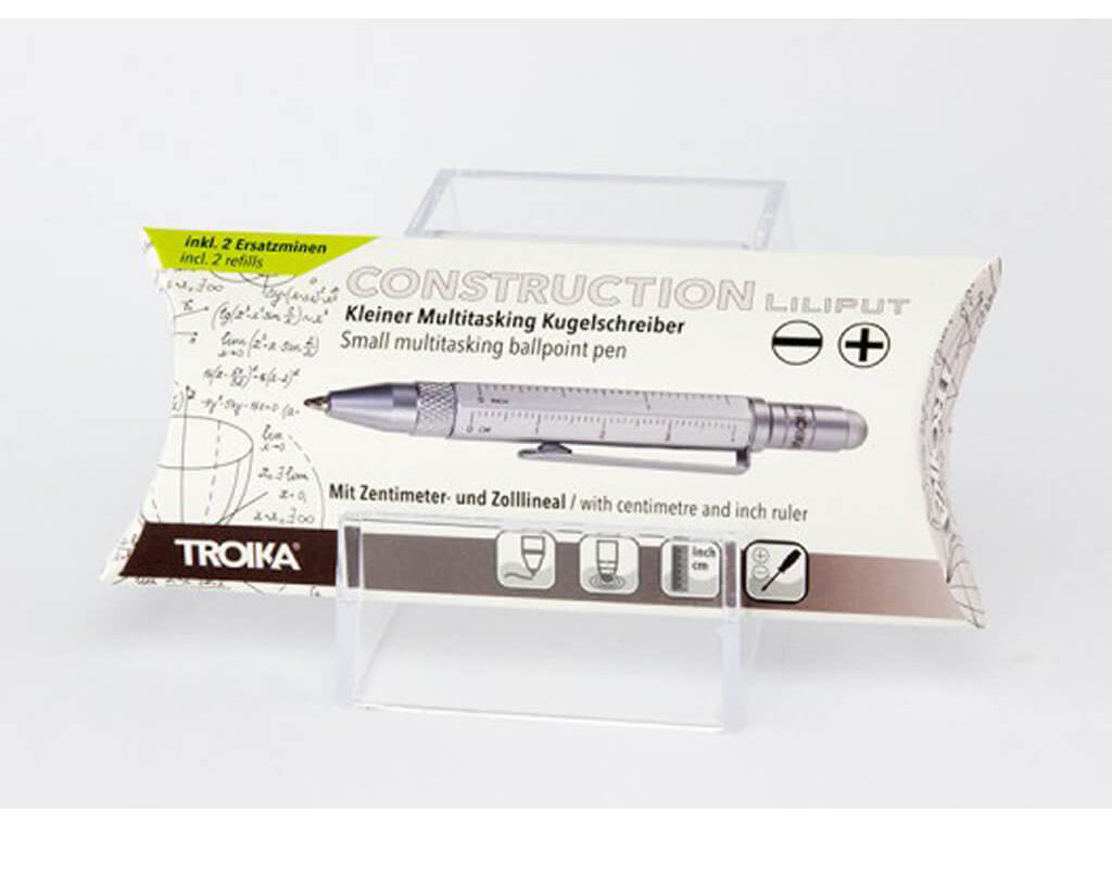 TROIKA Multitasking ballpoint pen "CONSTRUCTION LILIPUT" - small silver