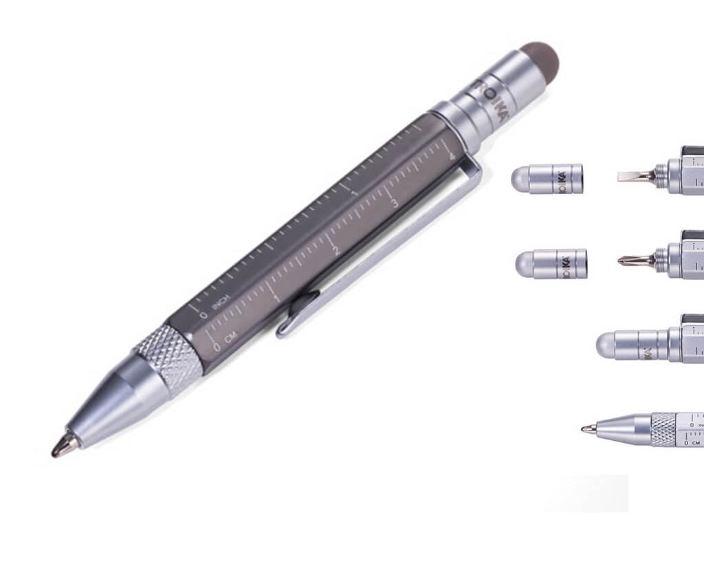 TROIKA Multitasking ballpoint pen "CONSTRUCTION LILIPUT" - small titanium