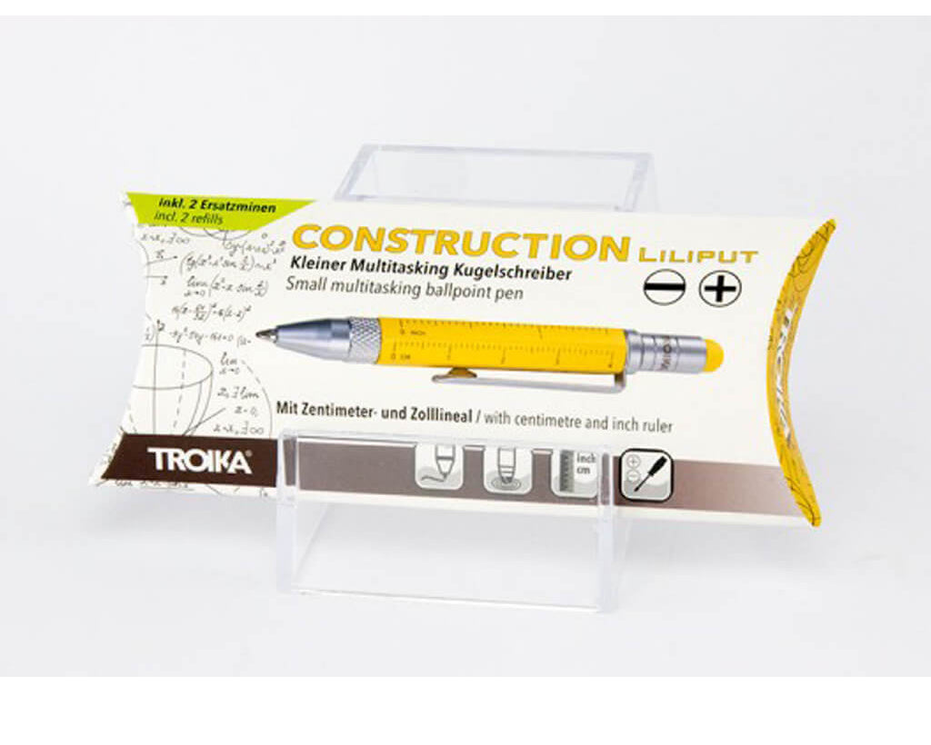 TROIKA Multitasking ballpoint pen "CONSTRUCTION LILIPUT" - small yellow
