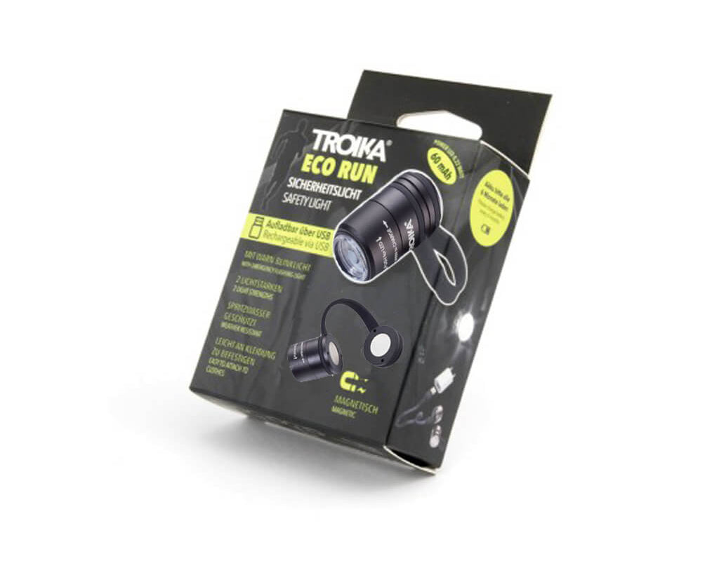 TROIKA Flashlight "ECO RUN" - Black, packaging