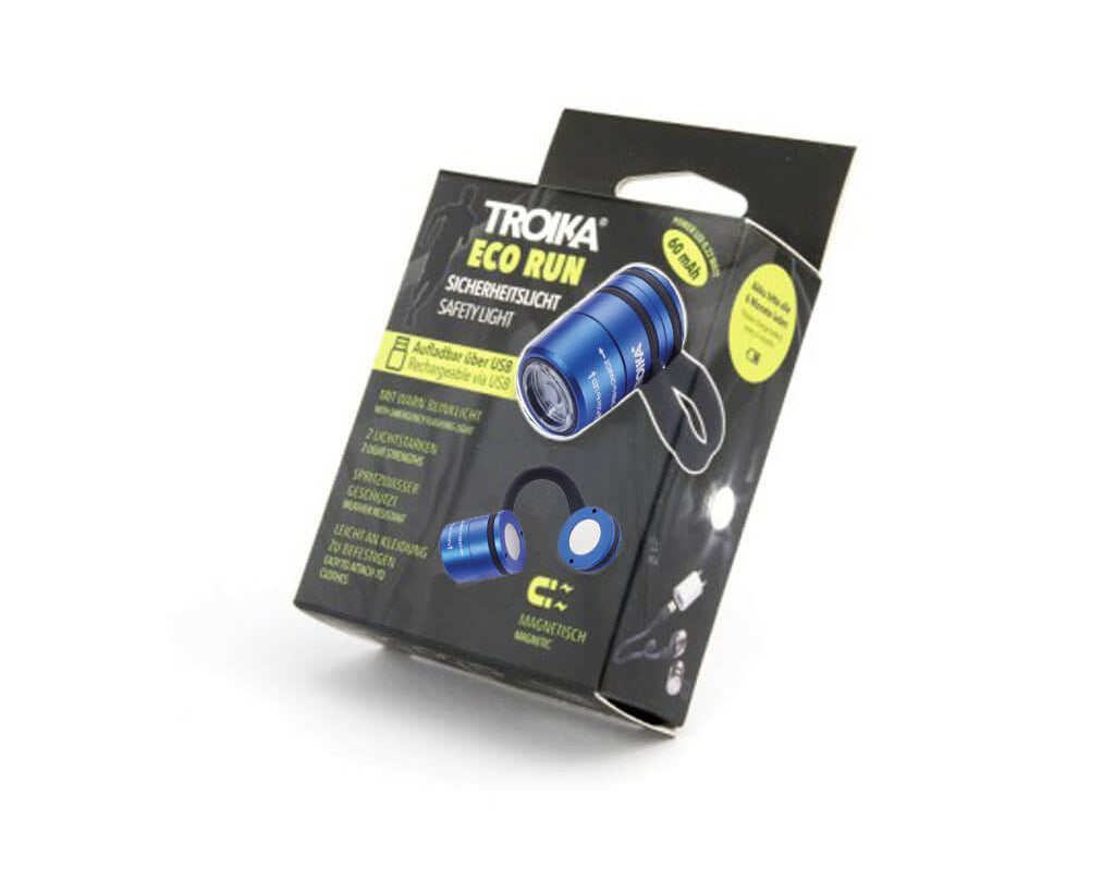 TROIKA Flashlight "ECO RUN" - Blue, packaging