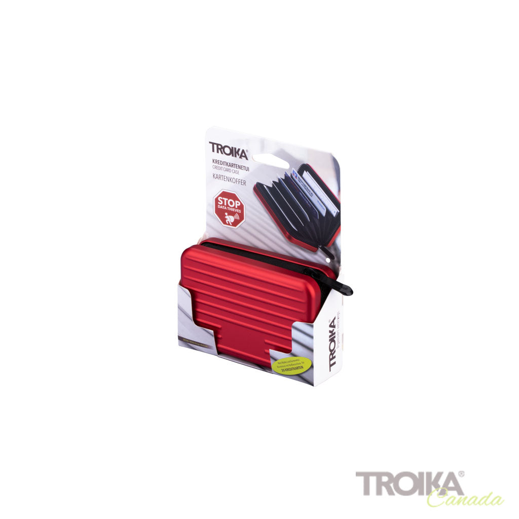 TROIKA Card Case Kartenkoffer Red – CCC04/RD with zipper in product packaging