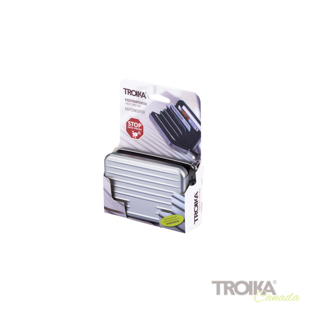 TROIKA Card Case Kartenkoffer Titanium – CCC04/TI in product packaging