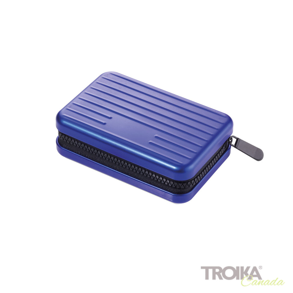 TROIKA Card Case Kartenkoffer Blue – CCC04/BL with zipper