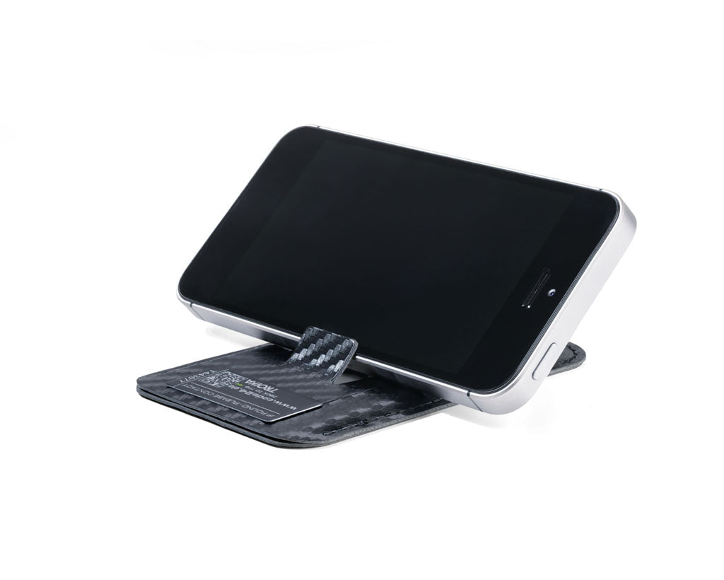 Troika card case Hildecard carbon - CCM20/CB attached to phone, with MagSafe,  Lost & Found service, in carbon colour