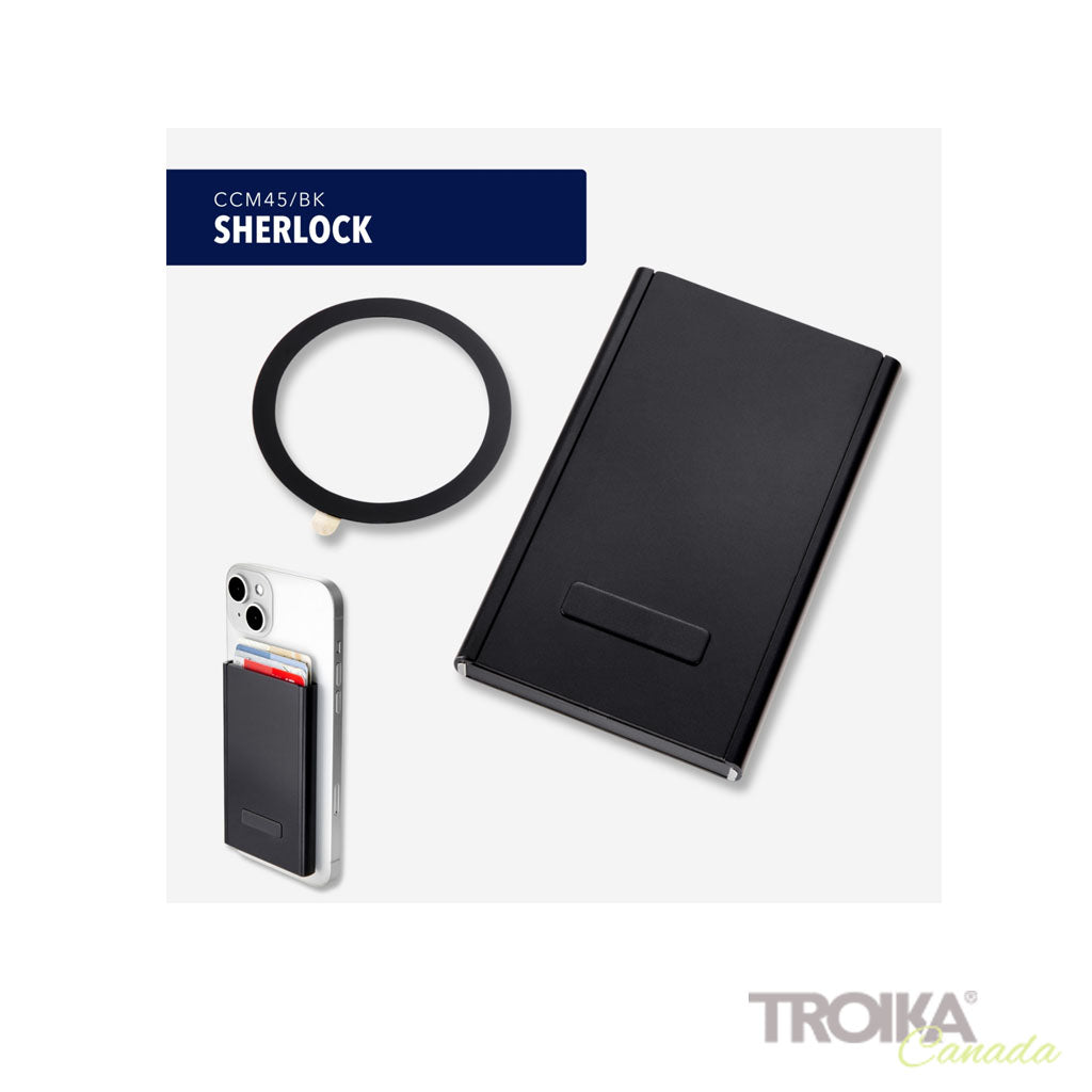 TROIKA Card Case Sherlock Black – CCM45/BK, with MagSafe and data safe, different perspectives