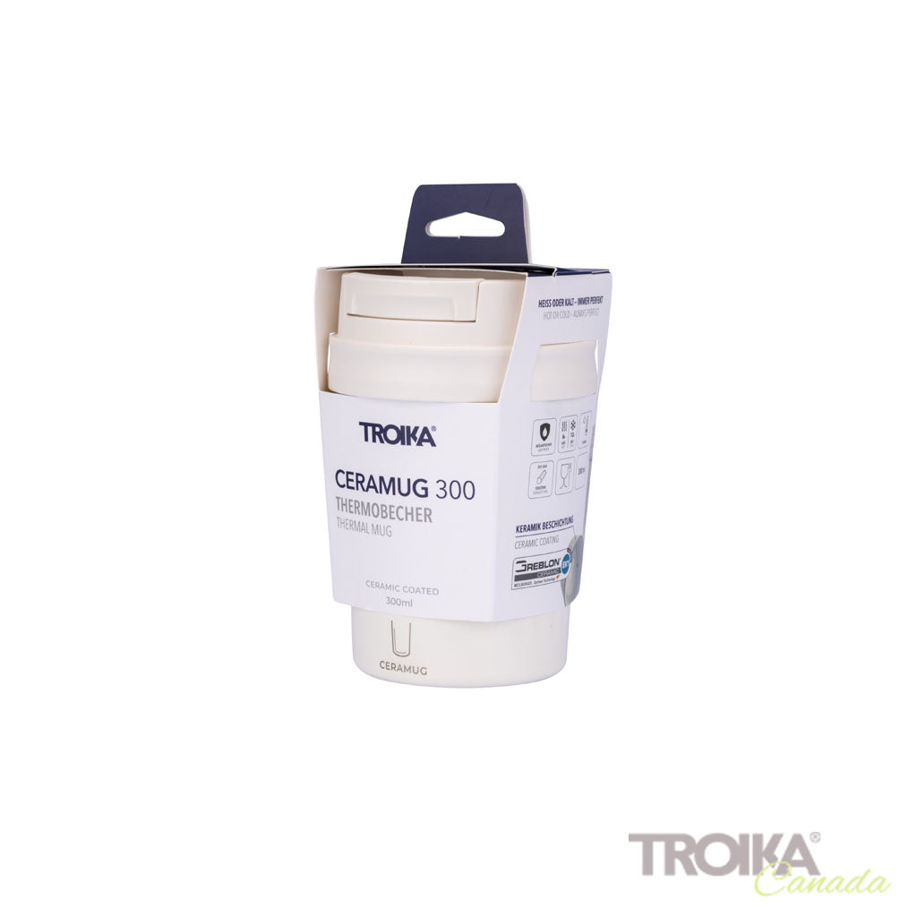 TROIKA Ceramic Mug Ceramug 300 White – CUP31/WH with product packaging
