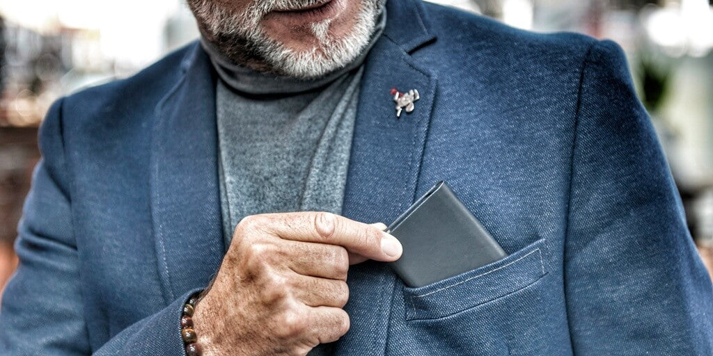 Man with Troika Card Case in the pocket