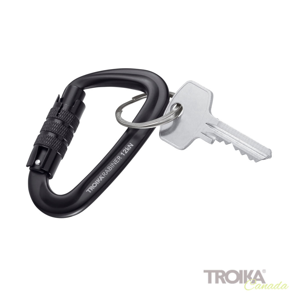 TROIKA Keychain Troikarabiner Black – KAR12/BK with attached key