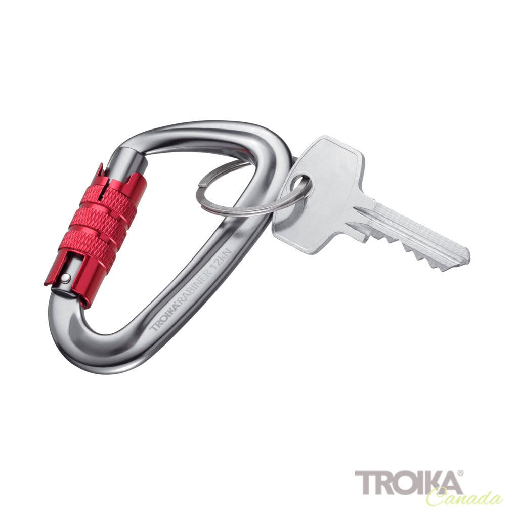 TROIKA Carabiner Troikarabiner Red – KAR12/RD with attached key