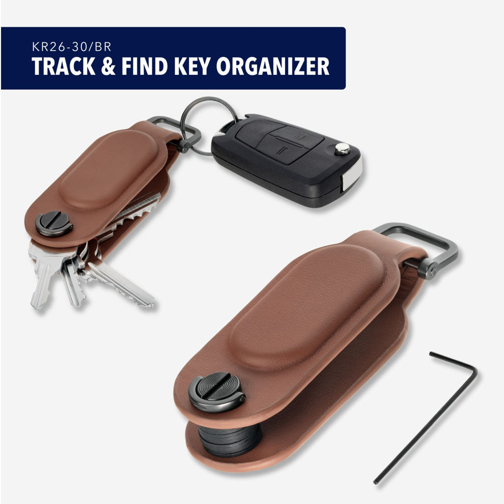 Troika TRACK & FIND Organizer"  brown - KR26-30/BR, with "Apple Find My" in different perspectives