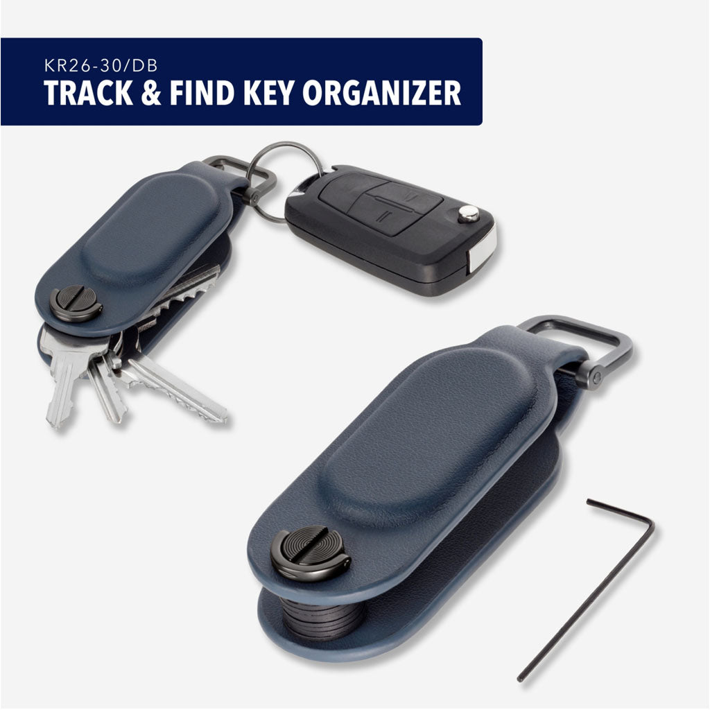 Troika TRACK & FIND Organizer"  blue - KR26-30/DB, with "Apple Find My" in different perspectives