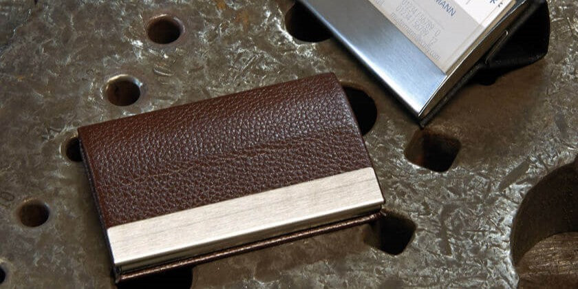 Modern card case in brown