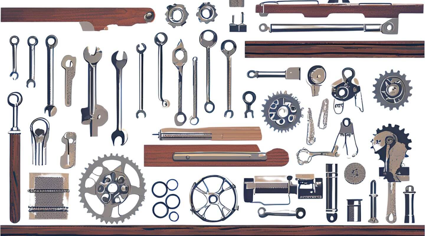 Various tools on white background 