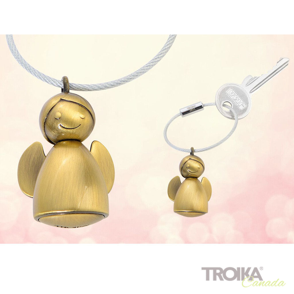 TROIKA Keychain "ANGELINA" big and small golden angel keyring