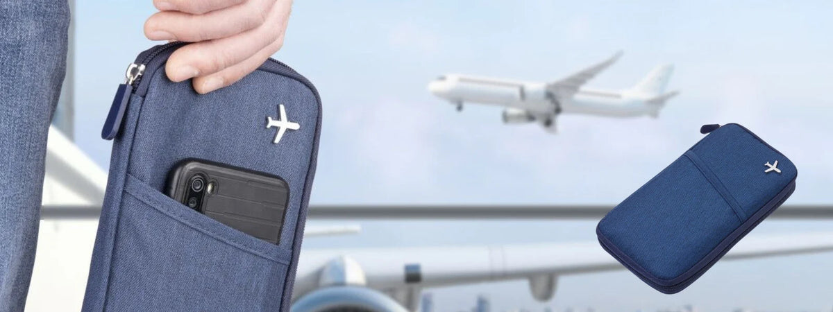 Troika Banner with Travel Organizer and a plane in the background