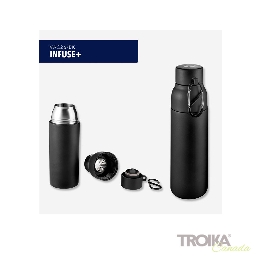 TROIKA Vacuum Flask Infuse+ Black – VAC26/BK with leak-proof lid