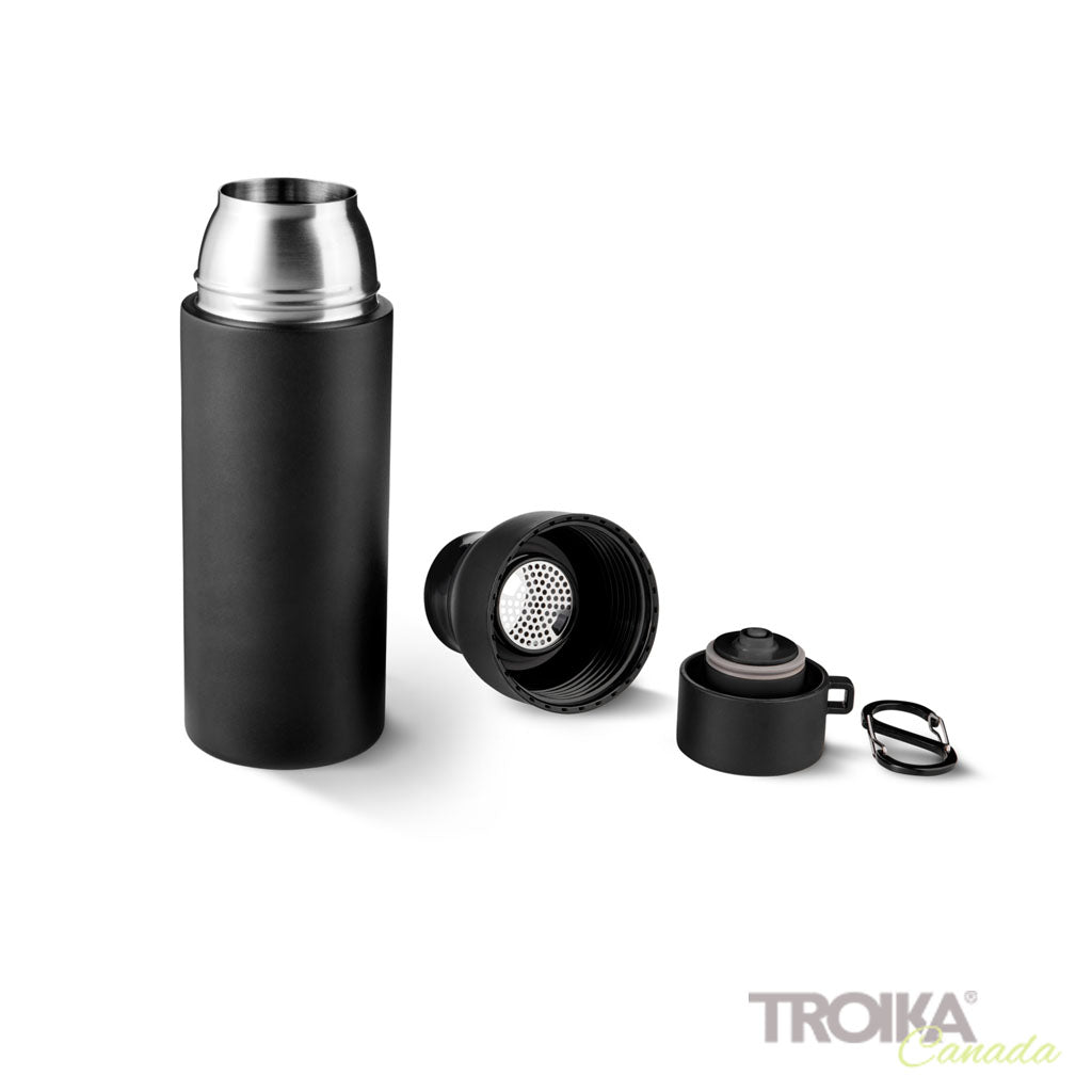 TROIKA Vacuum Flask Infuse+ Black – VAC26/BK with open lid