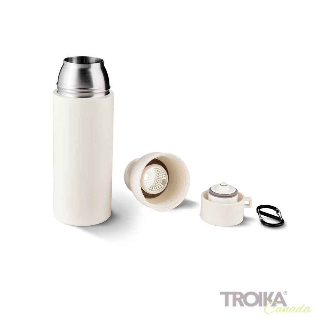 TROIKA Vacuum Flask Infuse+ White – VAC26/WH with integrated sieve and lid