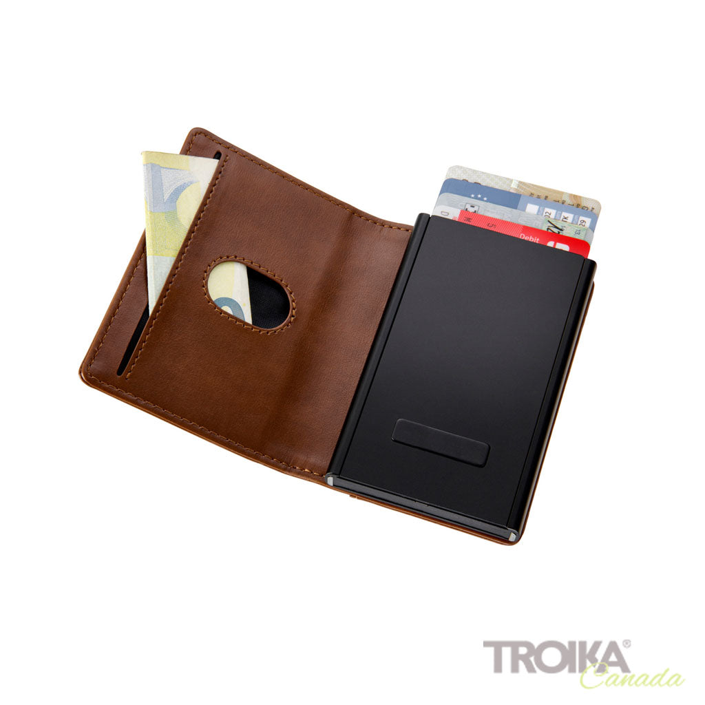 TROIKA Card Case Sherlock Home Brown – WAL45/BR, with bills and cards