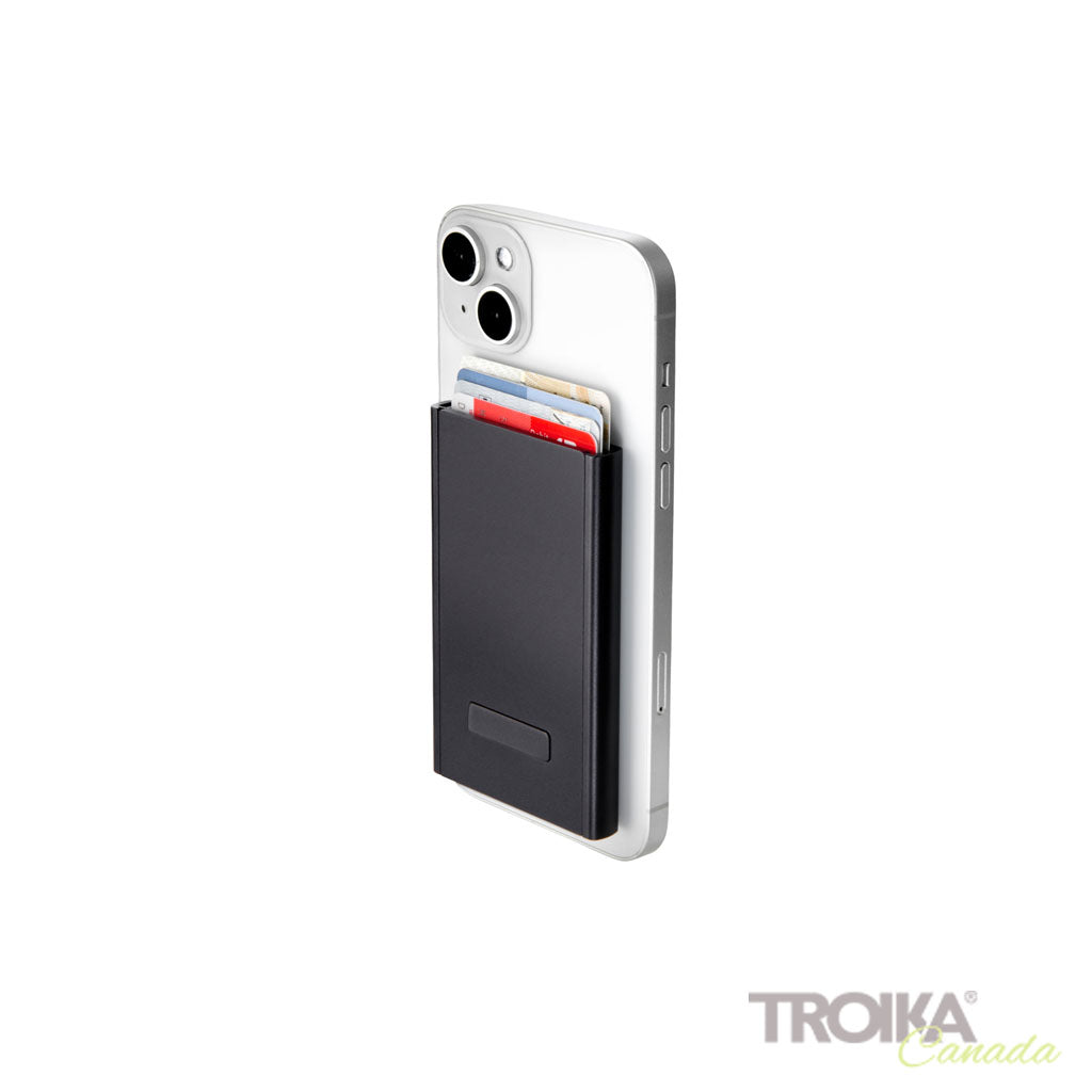 TROIKA Card Case Sherlock Home Brown – WAL45/BR, attached to phone