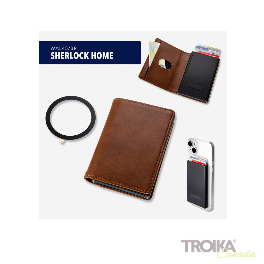 TROIKA Card Case Sherlock Home Brown – WAL45/BR, in different perspectives