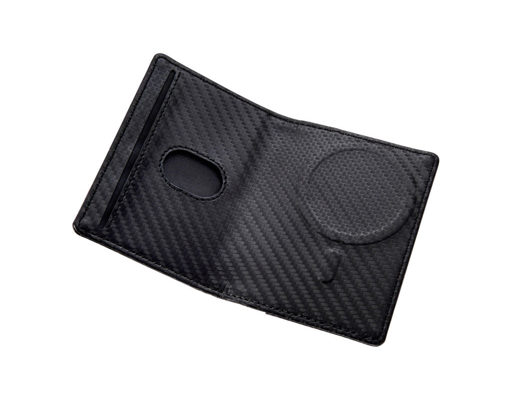 TROIKA Card Case Sherlock Home Carbon Optic – WAL45/CB, with Data Safe, inside view without attachable card case