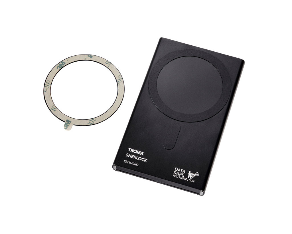 TROIKA Card Case Sherlock Home Carbon Optic – WAL45/CB, showing only the attachable  card case in black with Data Safe