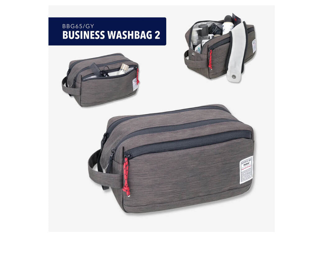 TROIKA BUSINESS WASHBAG 2 - BBG65/GY Water-repellent toiletry bag with mesh pockets, elastic straps and extra storage. Stylish, practical and easy to clean.