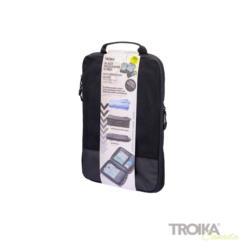 Set of travel compression packing cubes "TROIKA BLACK PACKING CUBES"