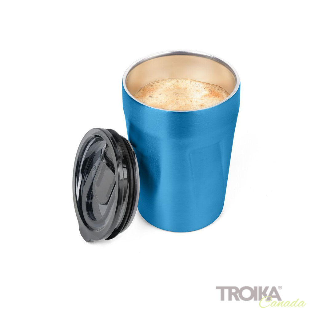 TROIKA CUP-UCCINO blue - open lid  showing inside of the thermal mug