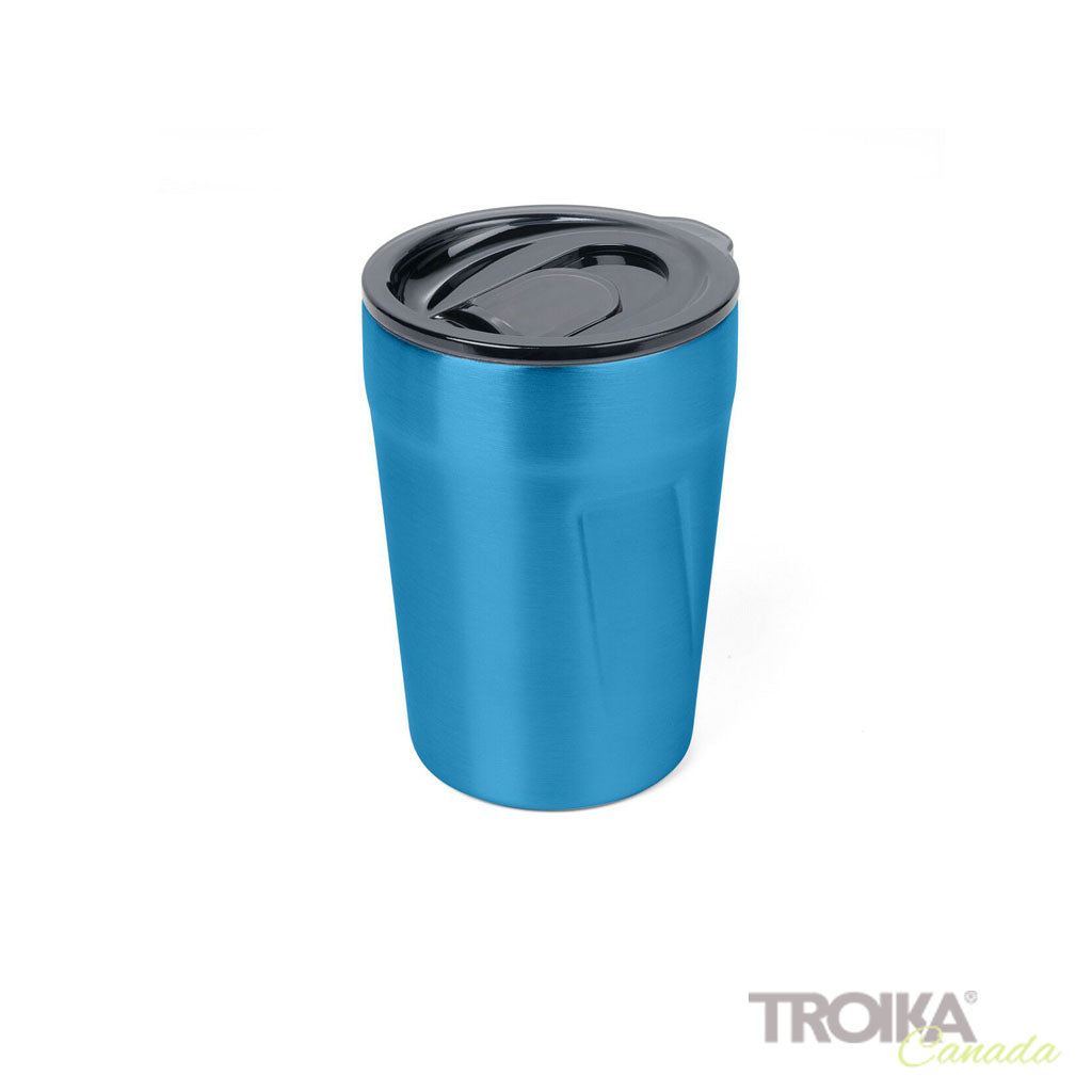 TROIKA Thermo mug &quot;CUP-UCCINO&quot; - blue stainless steel travel mug