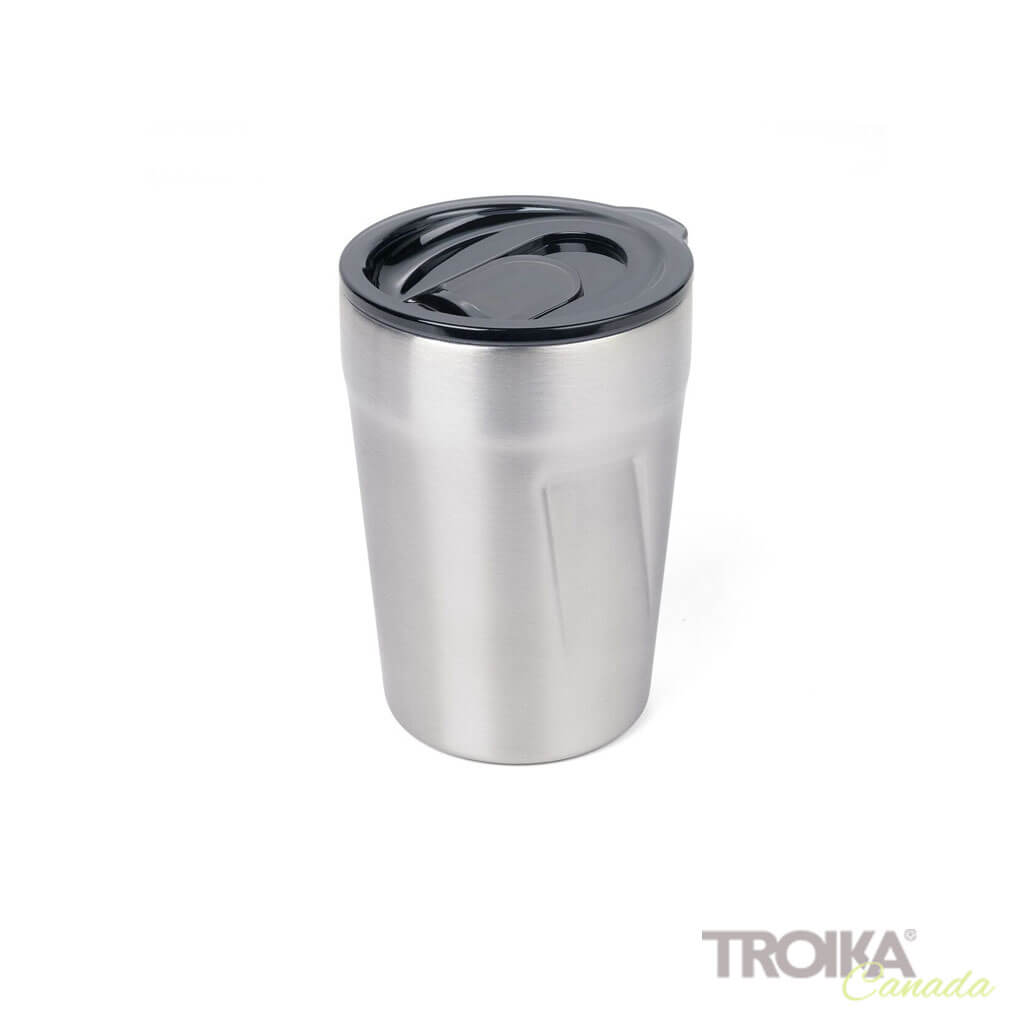 TROIKA Thermo mug &quot;CUP-UCCINO&quot; - silver stainless steel travel mug