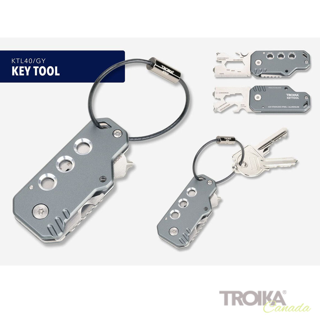 TROIKA Mini Tool Key Tool Grey – KTL40/GY in different perspectives 