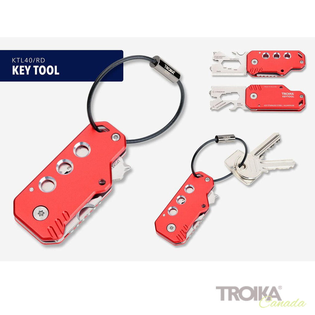 TROIKA Mini Tool Key Tool Red – KTL40/RD in different perspectives