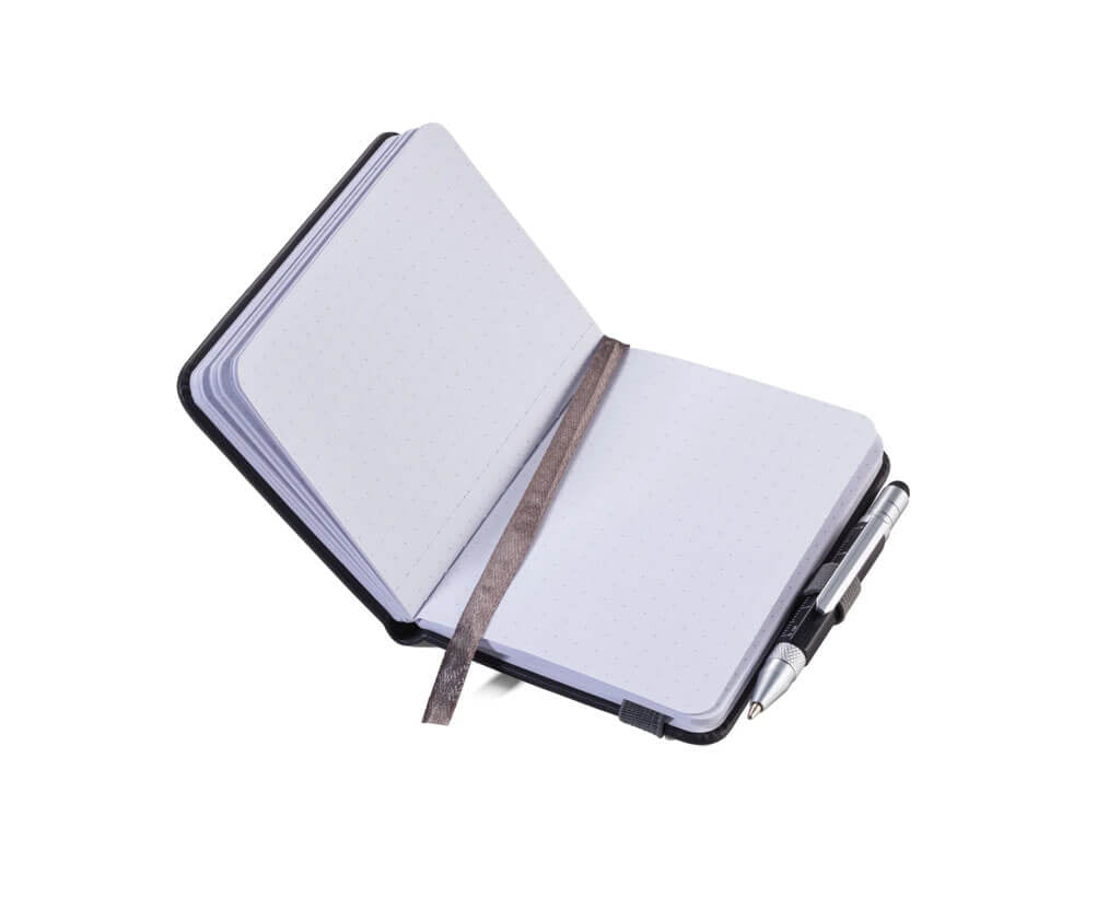 TROIKA LILIPAD + LILIPUT TOOL PEN set with A7 dot-grid notebook, multitasking ballpoint pen, ruler, pen loop and FSC-certified paper in petrol blue.