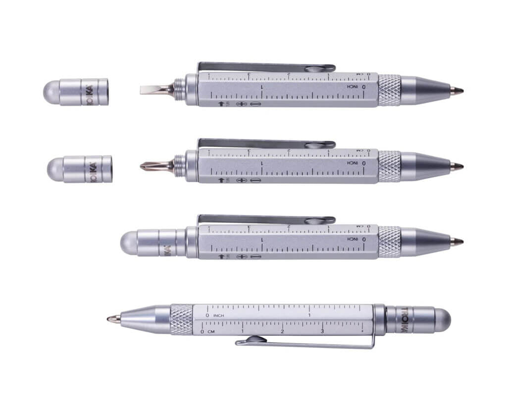 TROIKA LILIPAD + LILIPUT TOOL PEN set with A7 dot-grid notebook, multitasking ballpoint pen, ruler, pen loop and FSC-certified paper in petrol blue.