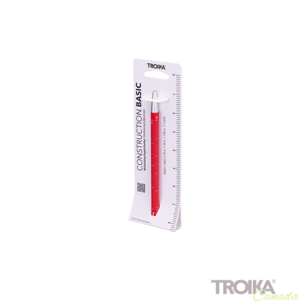 TROIKA Multitasking ballpoint pen "CONSTRUCTION BASIC" - Red packaging