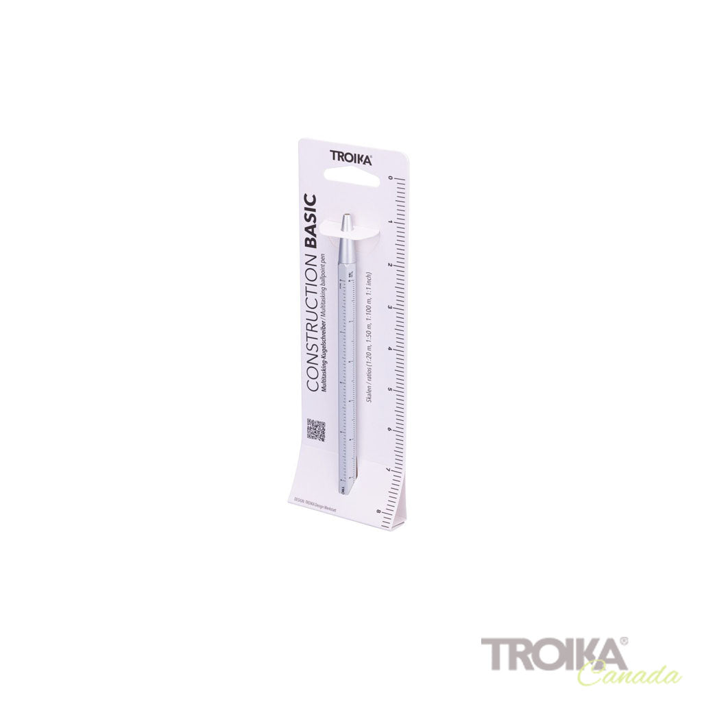 TROIKA Multitasking ballpoint pen "CONSTRUCTION BASIC" - Silver packaging