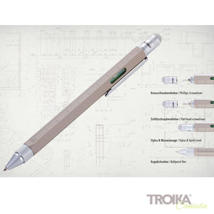 TROIKA Multitasking Ballpoint Pen "CONSTRUCTION" - Concrete