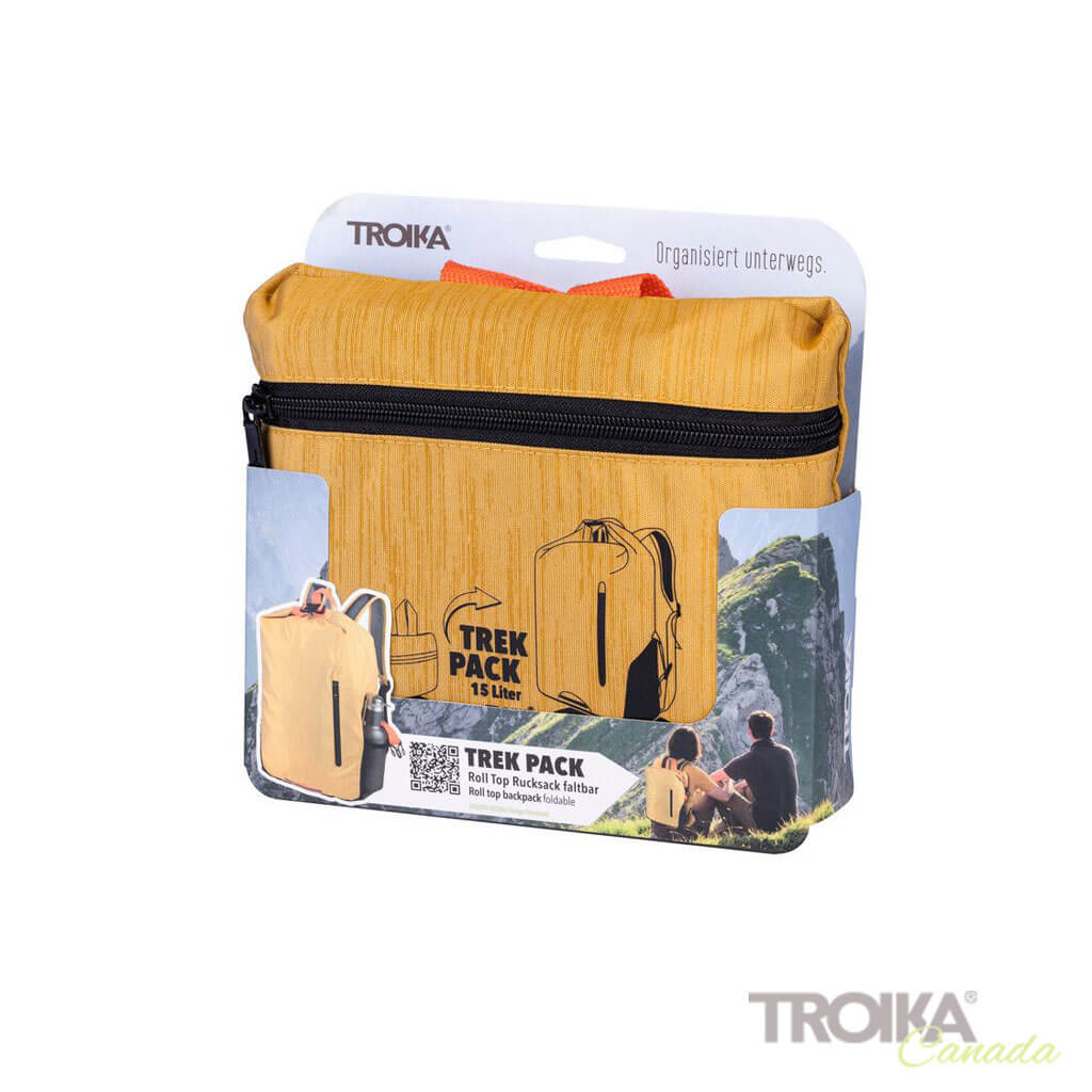 TROIKA Roll top backpack "TREKPACK" - Yellow